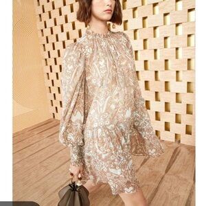 Ulla Johnson Maja Dress Bohemian Paisley Shift Crew Scoop Neck Mini Tiered Dress